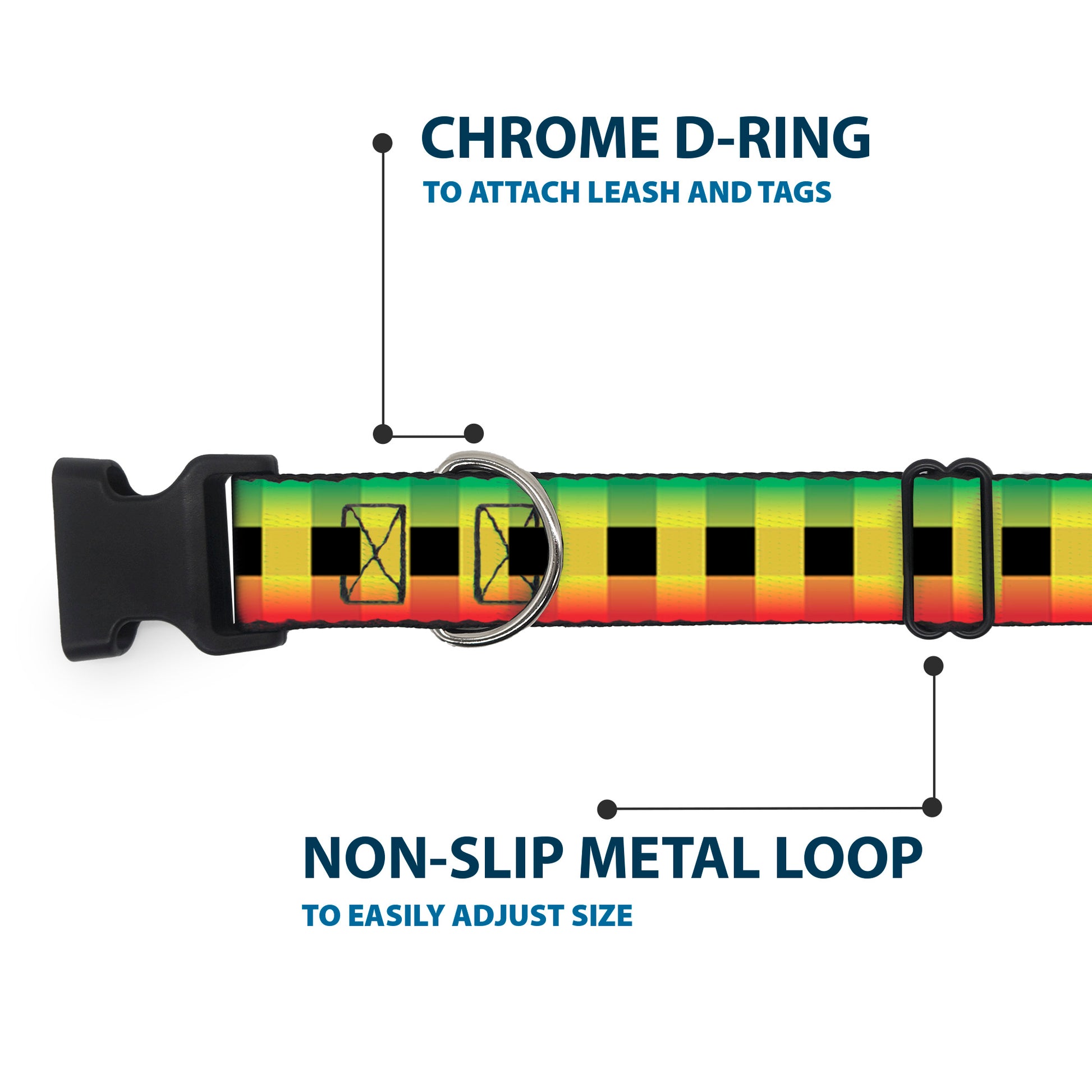 Plastic Clip Collar - Buffalo Plaid Rasta Plastic Clip Collars Buckle-Down
