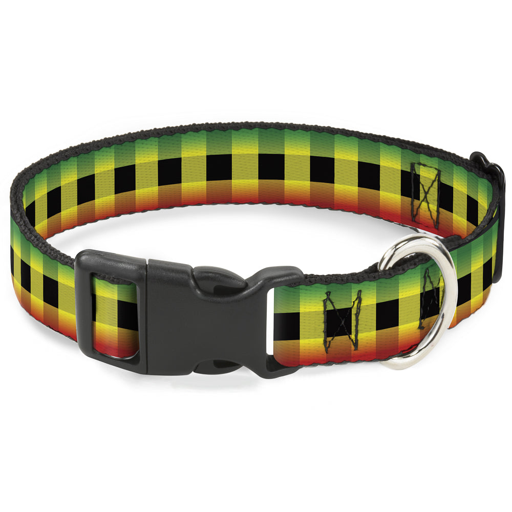 Plastic Clip Collar - Buffalo Plaid Rasta Plastic Clip Collars Buckle-Down