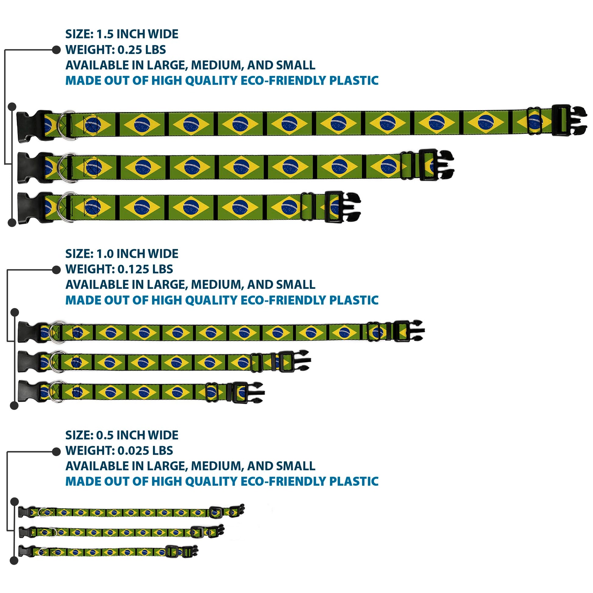 Plastic Clip Collar - Brazil Flags Plastic Clip Collars Buckle-Down