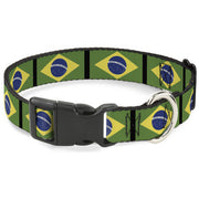 Plastic Clip Collar - Brazil Flags Plastic Clip Collars Buckle-Down