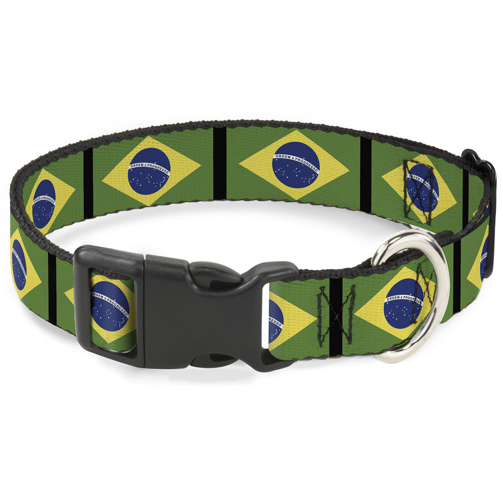 Plastic Clip Collar - Brazil Flags Plastic Clip Collars Buckle-Down