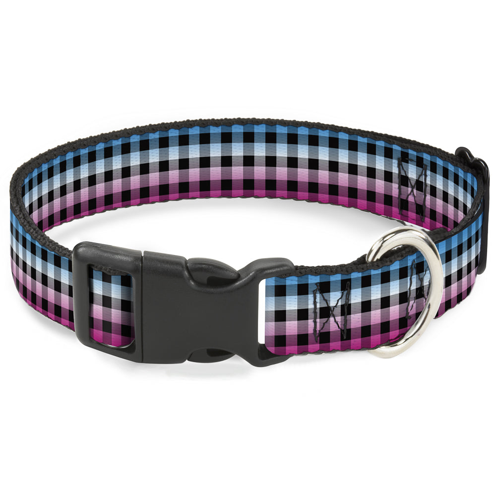 Plastic Clip Collar - Buffalo Plaid Turquoise/Fuchsia Fade Plastic Clip Collars Buckle-Down
