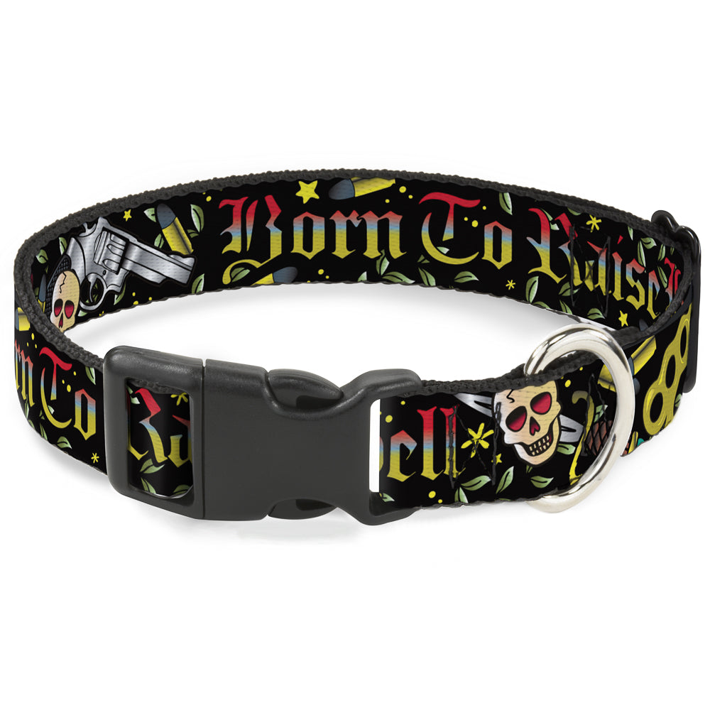 Plastic Clip Collar - Born to Raise Hell Black Plastic Clip Collars Buckle-Down