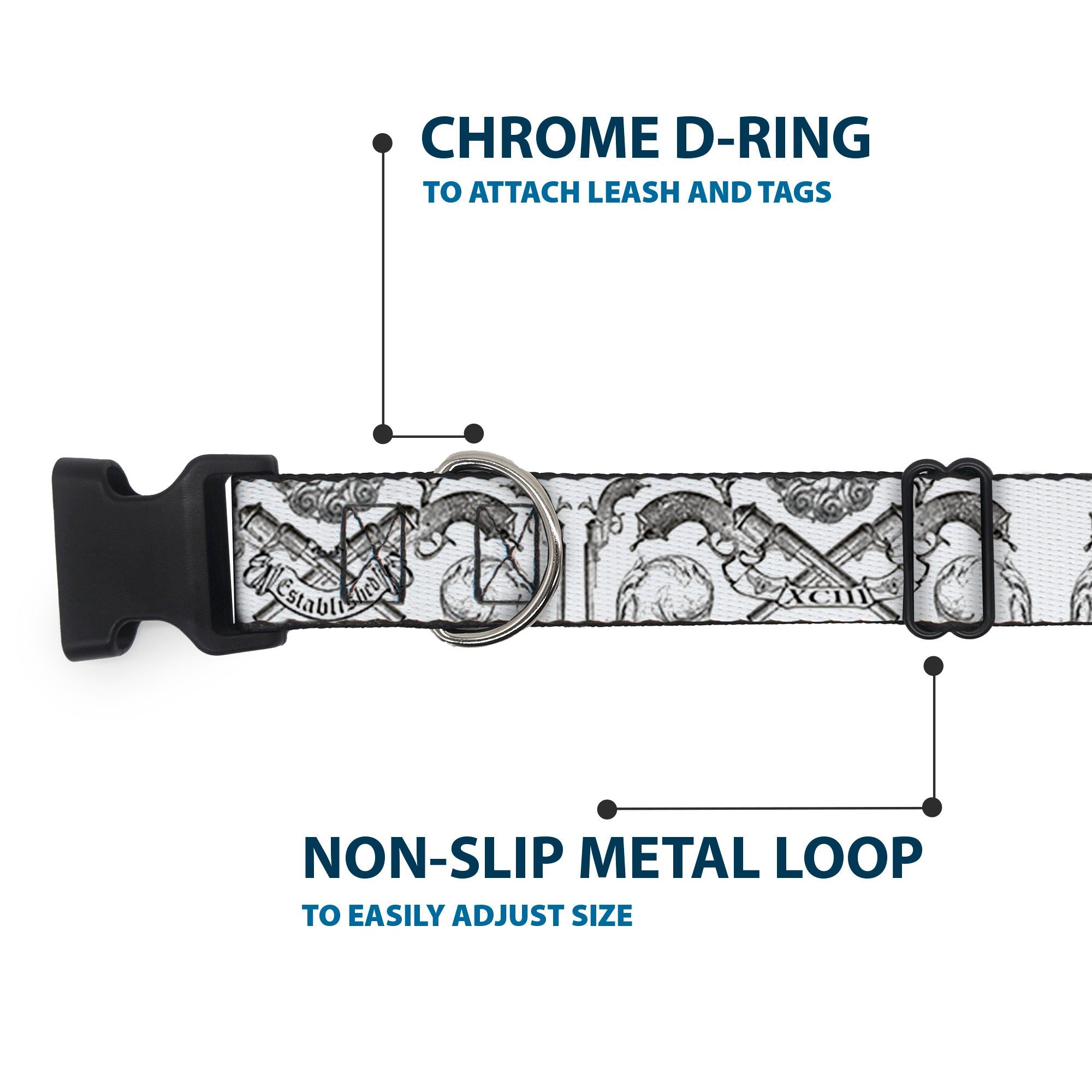 Plastic Clip Collar - BD Est. 93 White Plastic Clip Collars Buckle-Down