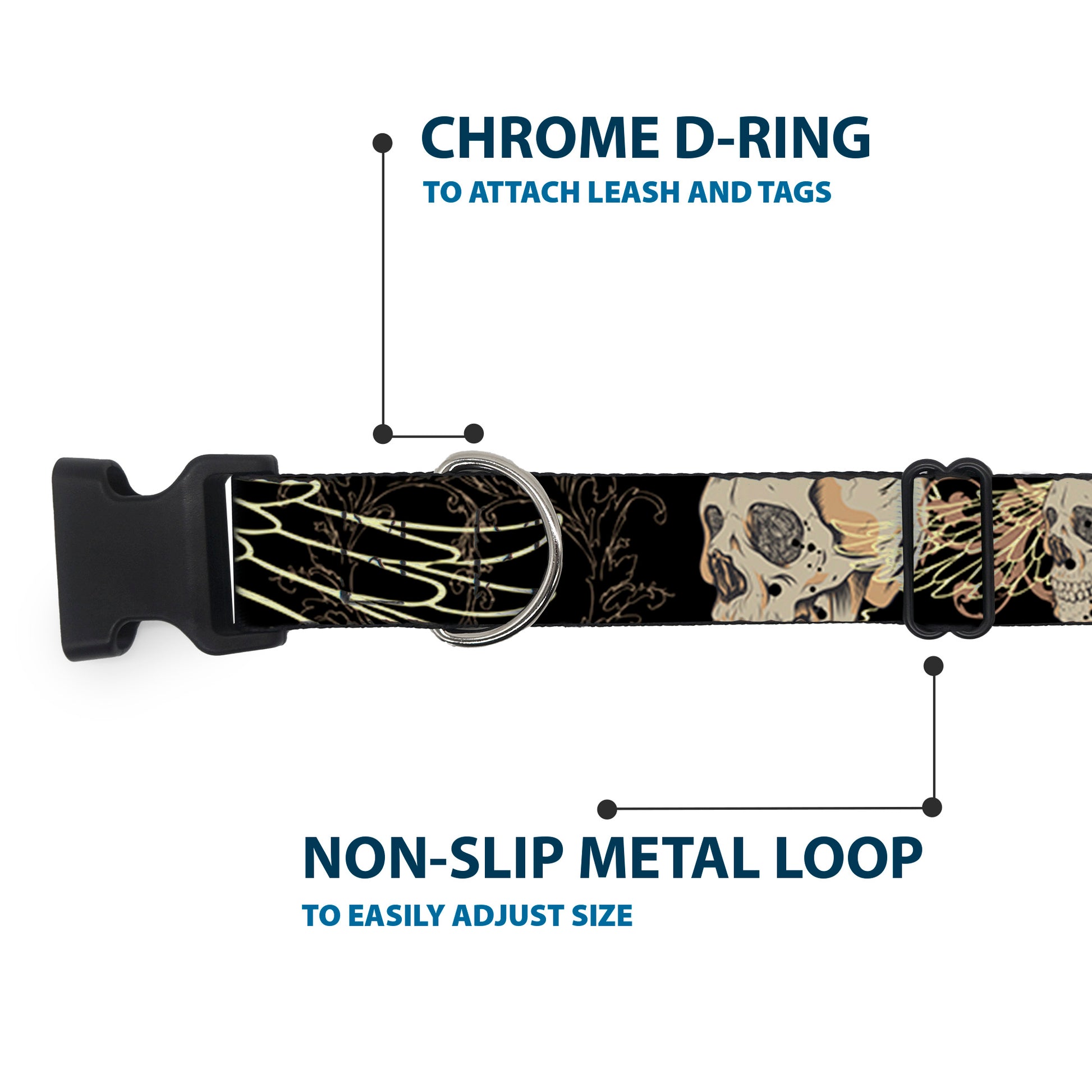 Plastic Clip Collar - BD Die Hard Skull 01 Plastic Clip Collars Buckle-Down