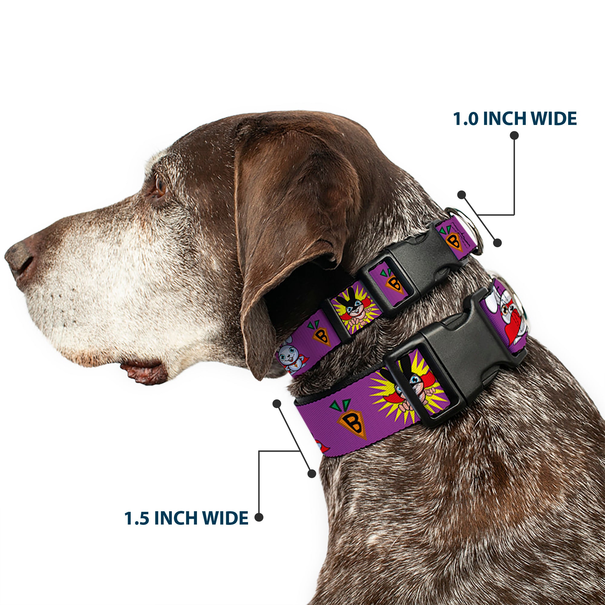 Plastic Clip Collar - Bunny Superhero Purple Plastic Clip Collars Buckle-Down