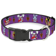 Plastic Clip Collar - Bunny Superhero Purple Plastic Clip Collars Buckle-Down