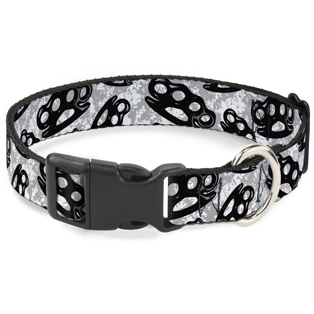 Buckle-Down Plastic Buckle Dog Collar - Brass Knuckles White/Gray/Black Plastic Clip Collars Buckle-Down