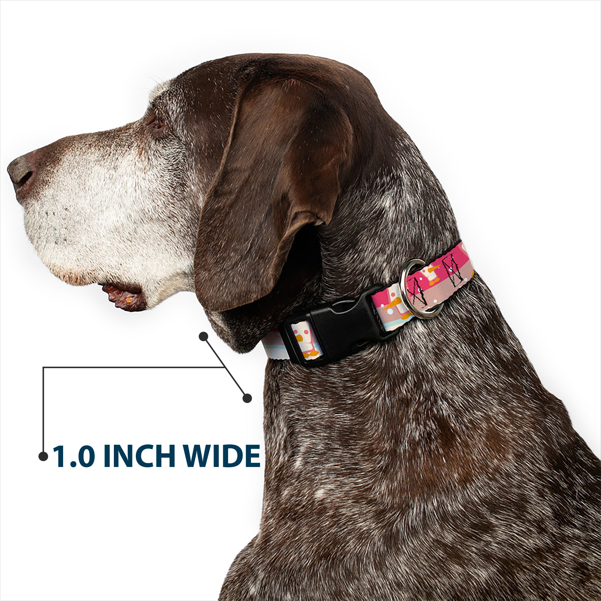 Plastic Clip Collar - Block Penguins Mauve Plastic Clip Collars Buckle-Down