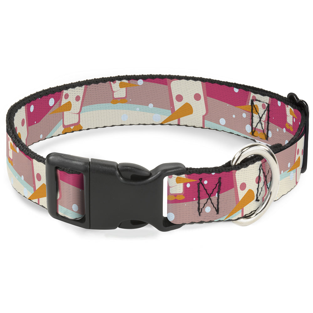 Plastic Clip Collar - Block Penguins Mauve Plastic Clip Collars Buckle-Down
