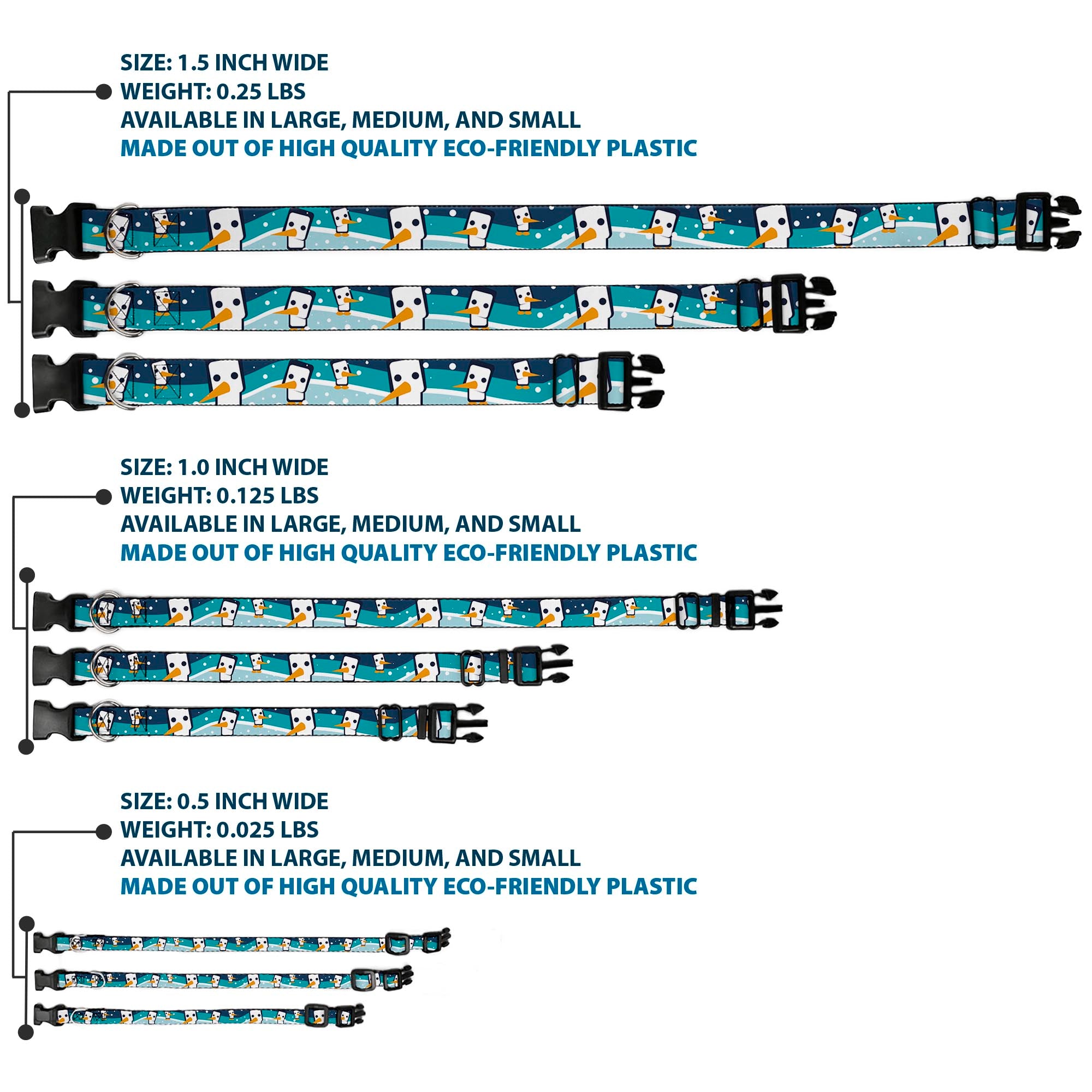 Plastic Clip Collar - Block Penguins Navy Plastic Clip Collars Buckle-Down