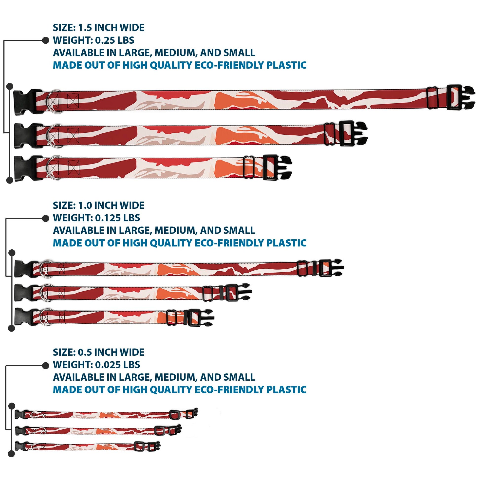 Plastic Clip Collar - Bacon CLOSE-UP Plastic Clip Collars Buckle-Down
