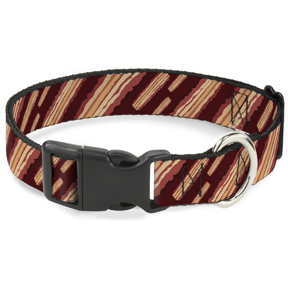 Plastic Clip Collar - Bacon Slices Maroon Plastic Clip Collars Buckle-Down