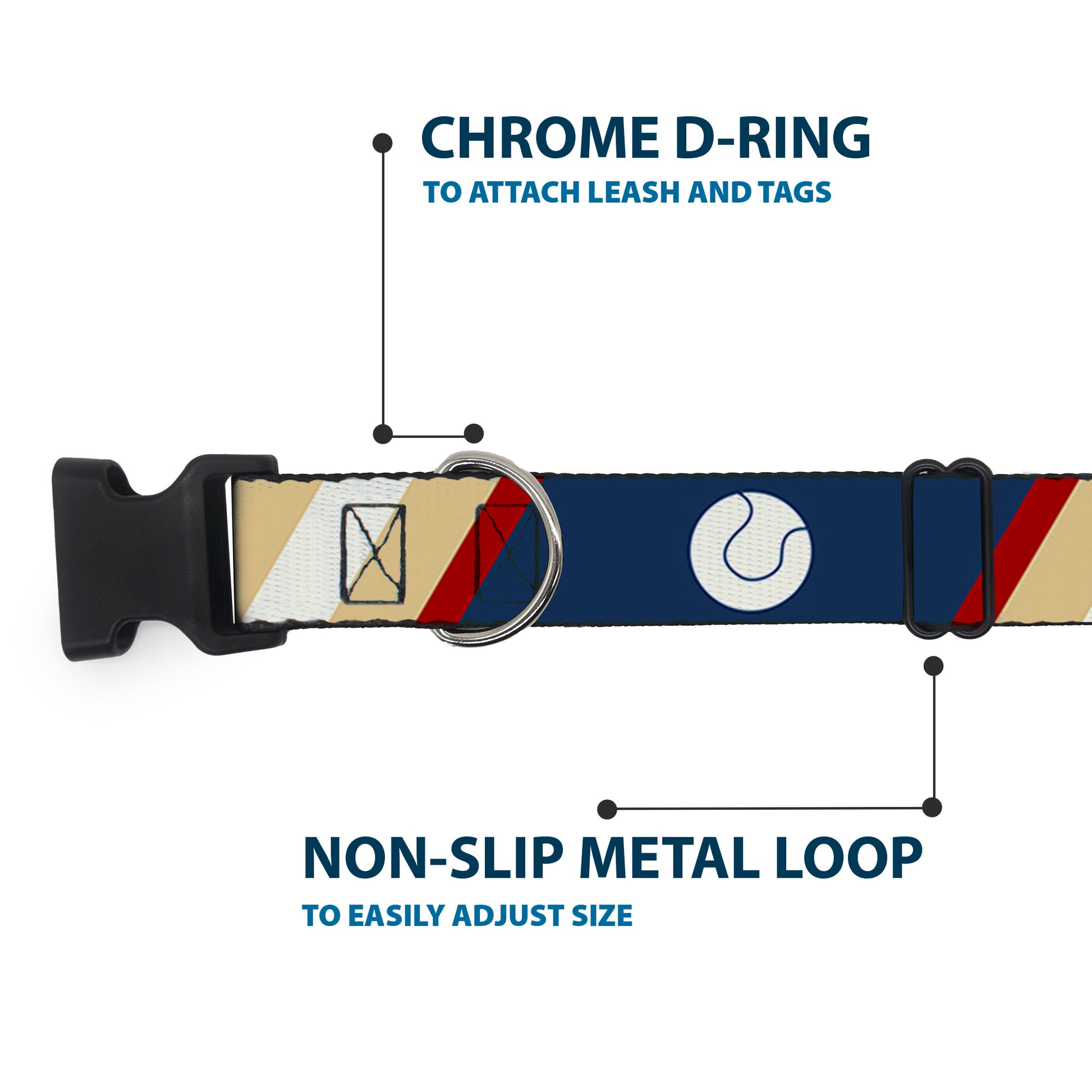 Plastic Clip Collar - Ball/Stripes Tan/Blue/Burgundy Plastic Clip Collars Buckle-Down