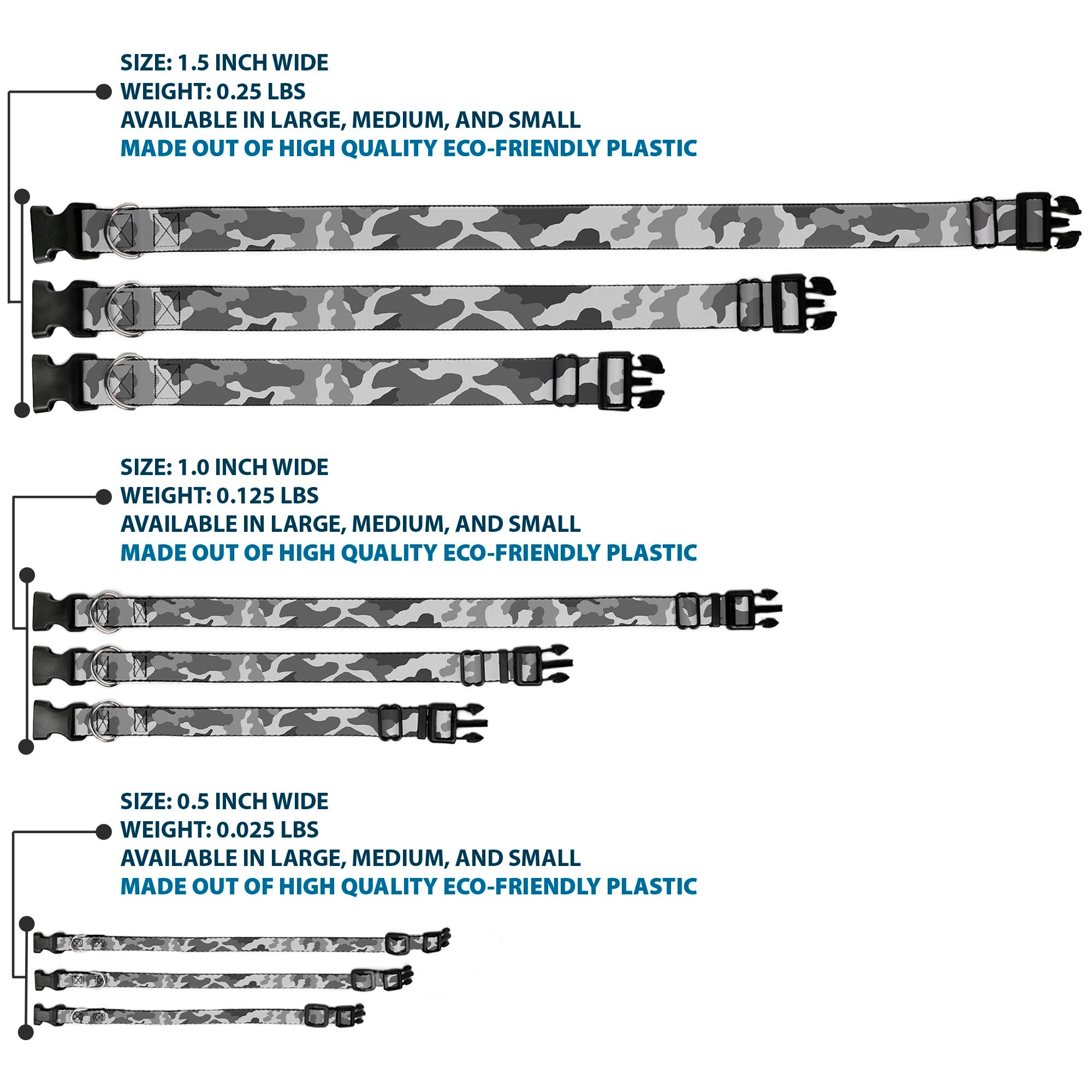 Plastic Clip Collar - Camo White Plastic Clip Collars Buckle-Down