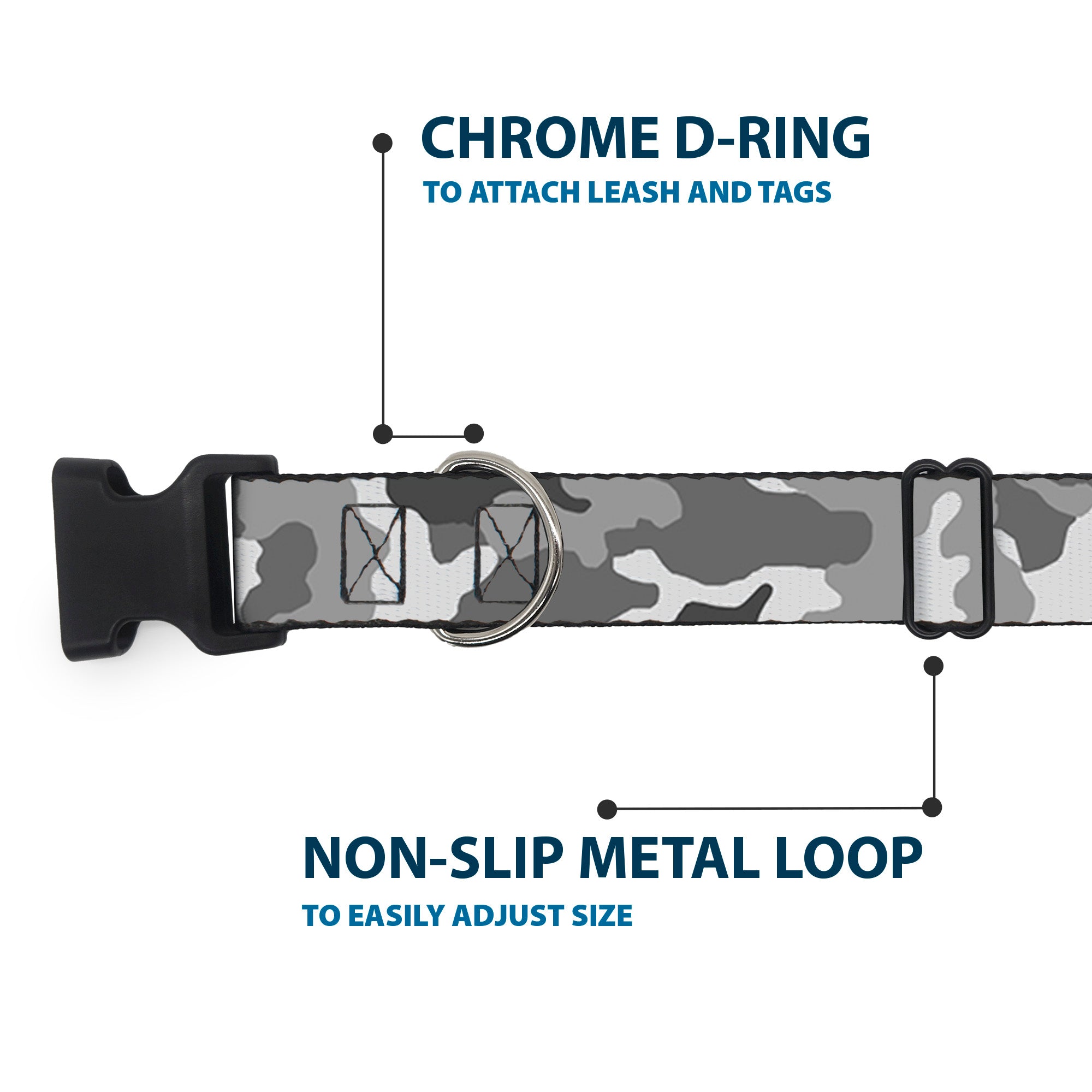Plastic Clip Collar - Camo White Plastic Clip Collars Buckle-Down