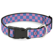 Plastic Clip Collar - Checker Baby Pink/Baby Blue Plastic Clip Collars Buckle-Down