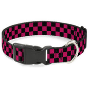 Plastic Clip Collar - Checker Black/Neon Pink Plastic Clip Collars Buckle-Down