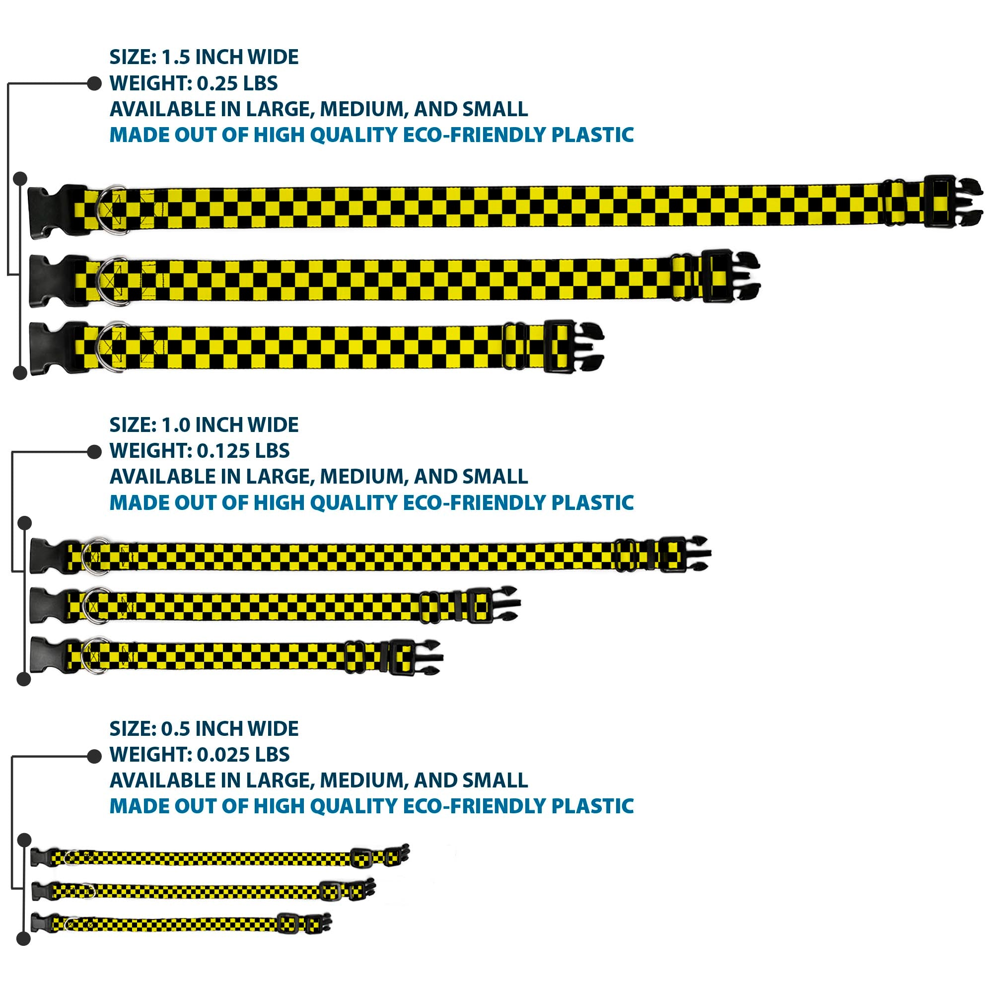 Plastic Clip Collar - Checker Black/Neon Yellow Plastic Clip Collars Buckle-Down