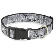 Plastic Clip Collar - Crosses Assorted Distressed White/Black Plastic Clip Collars Buckle-Down