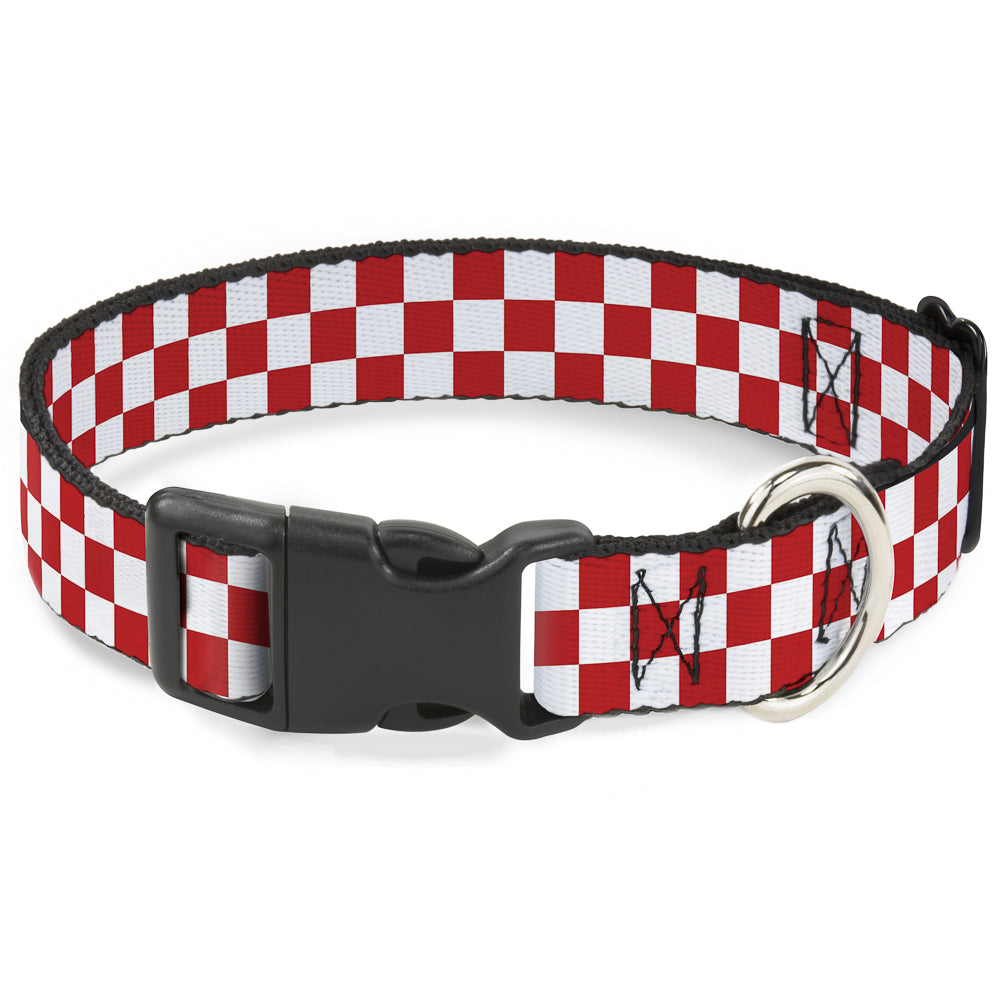 Plastic Clip Collar - Checker Red/White Plastic Clip Collars Buckle-Down