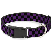 Plastic Clip Collar - Checker Black/Purple Plastic Clip Collars Buckle-Down