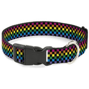 Plastic Clip Collar - Checker Black/Neon Rainbow Plastic Clip Collars Buckle-Down