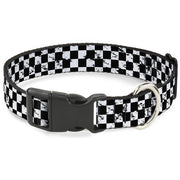 Plastic Clip Collar - Checker Weathered Black/White Plastic Clip Collars Buckle-Down