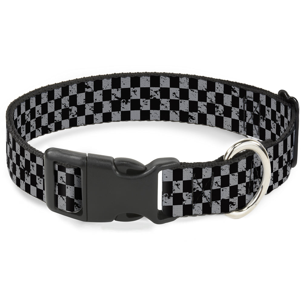 Plastic Clip Collar - Checker Weathered Black/Gray Plastic Clip Collars Buckle-Down