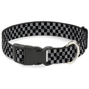 Plastic Clip Collar - Checker Weathered Black/Gray Plastic Clip Collars Buckle-Down
