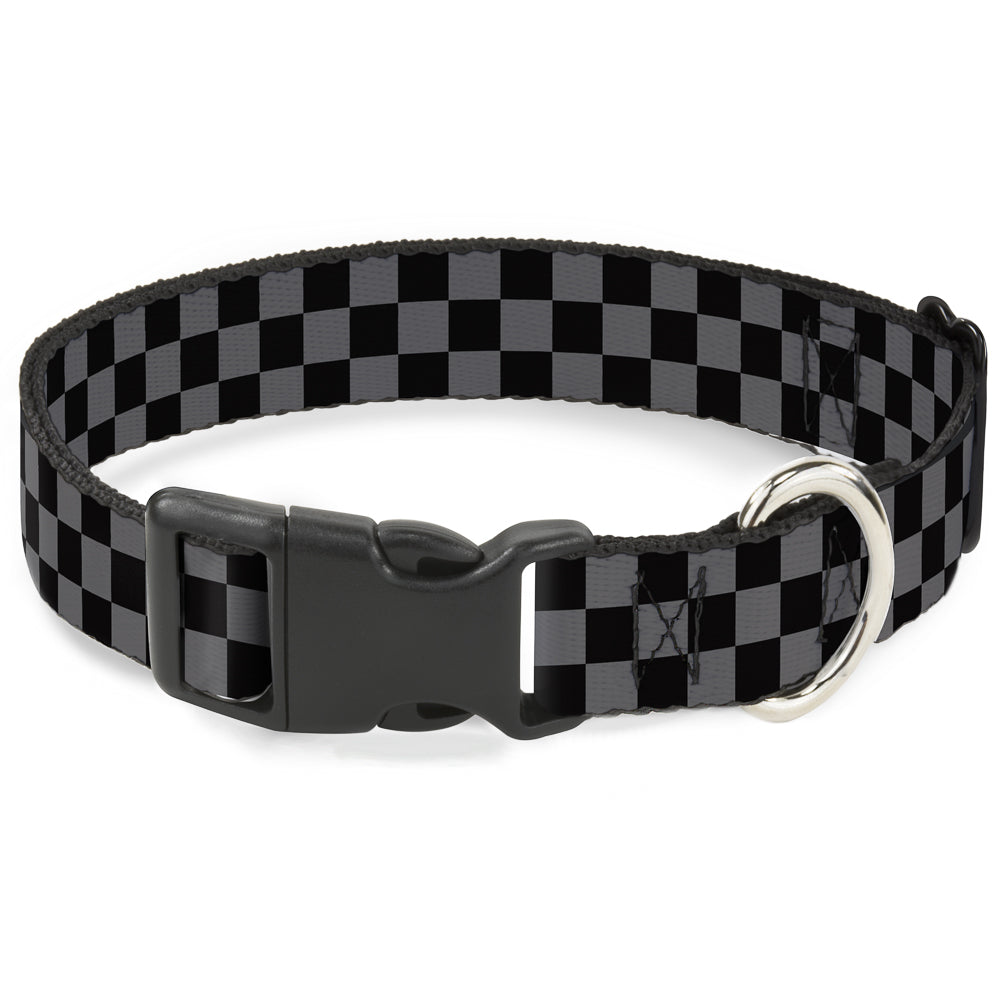 Plastic Clip Collar - Checker Black/Gray Plastic Clip Collars Buckle-Down