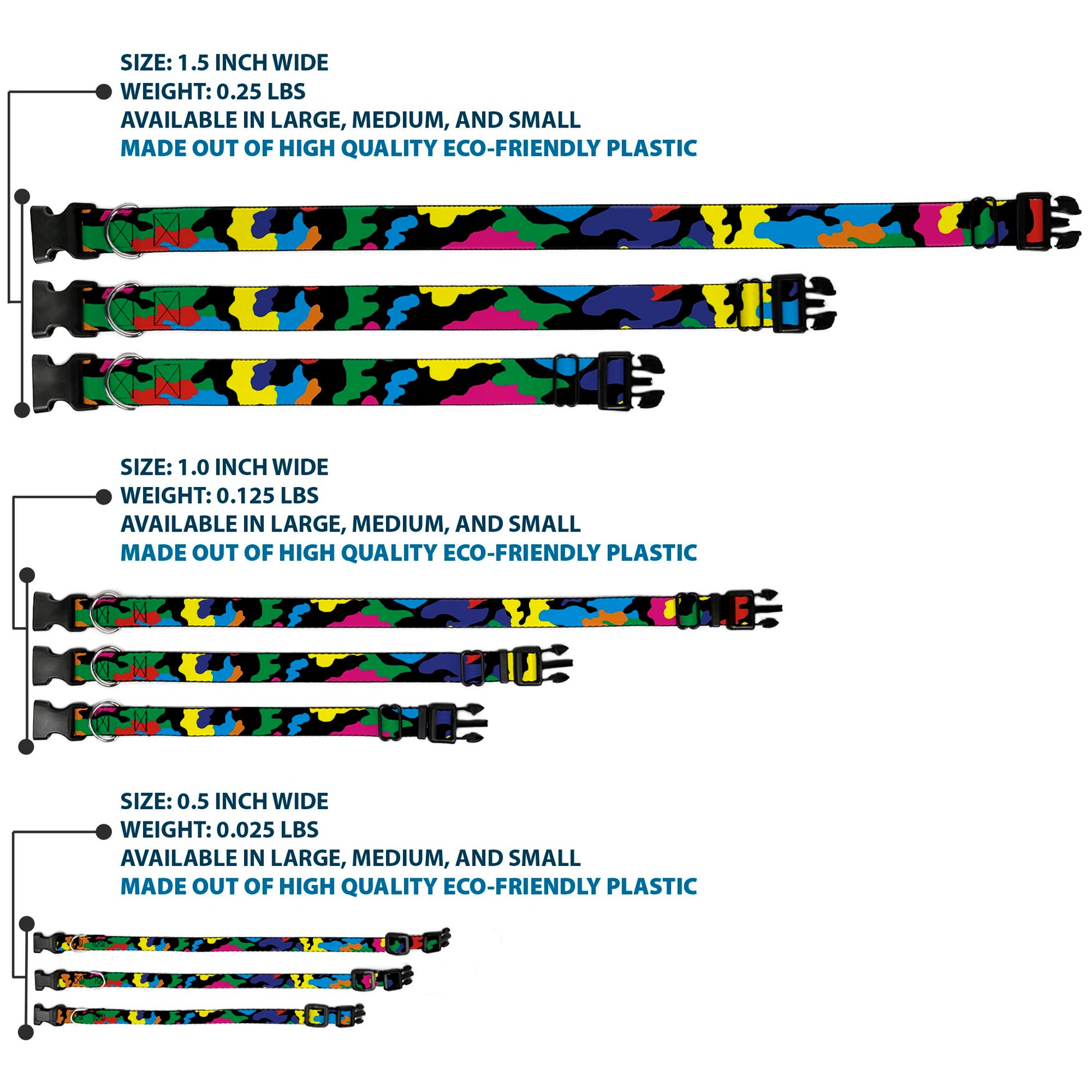 Plastic Clip Collar - Camo Multi Neon Plastic Clip Collars Buckle-Down