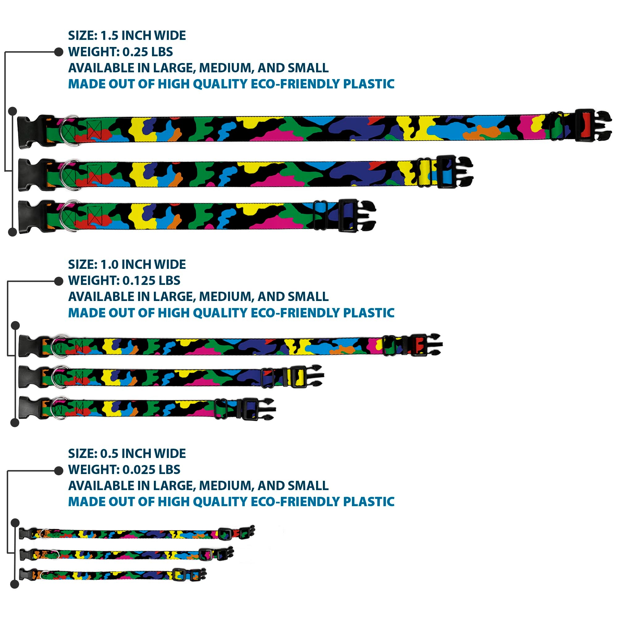 Plastic Clip Collar - Camo Multi Neon Plastic Clip Collars Buckle-Down