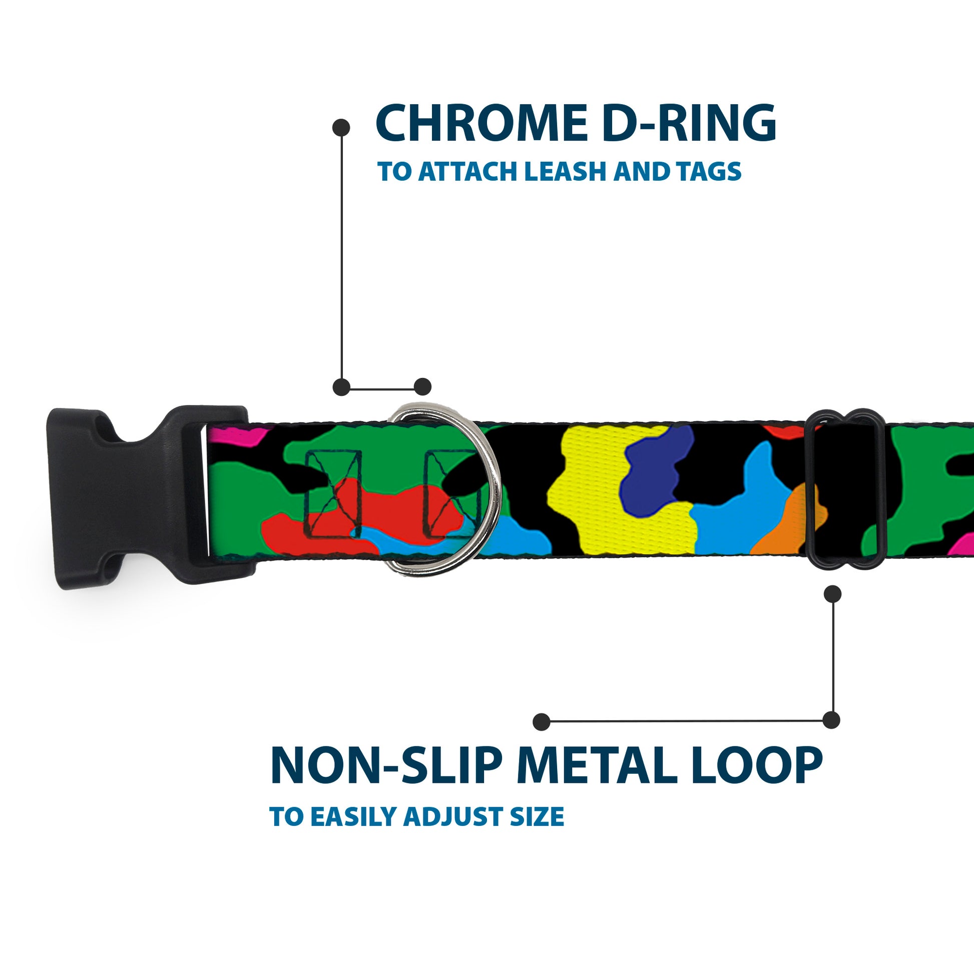 Plastic Clip Collar - Camo Multi Neon Plastic Clip Collars Buckle-Down