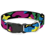 Plastic Clip Collar - Camo Multi Neon Plastic Clip Collars Buckle-Down