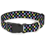 Plastic Clip Collar - Checker Black/Multi Pastel Plastic Clip Collars Buckle-Down
