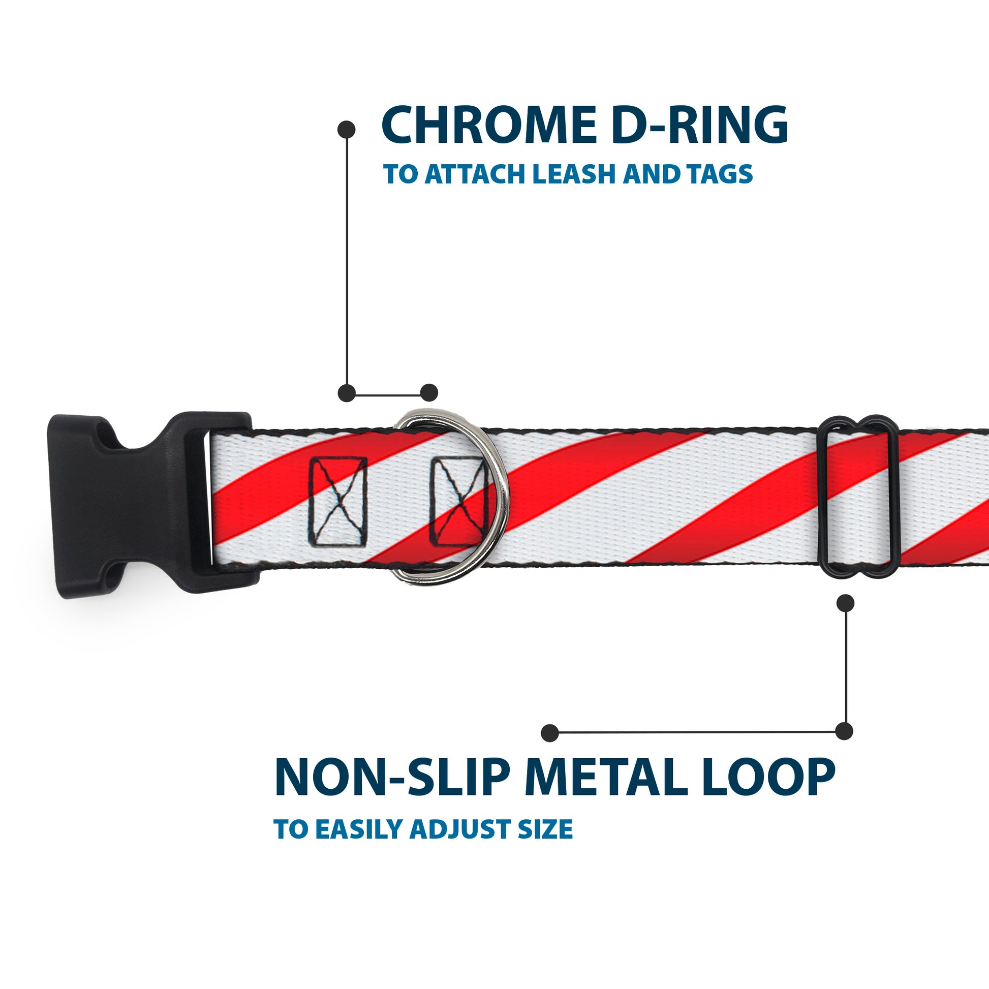 Plastic Clip Collar - Candy Cane Plastic Clip Collars Buckle-Down