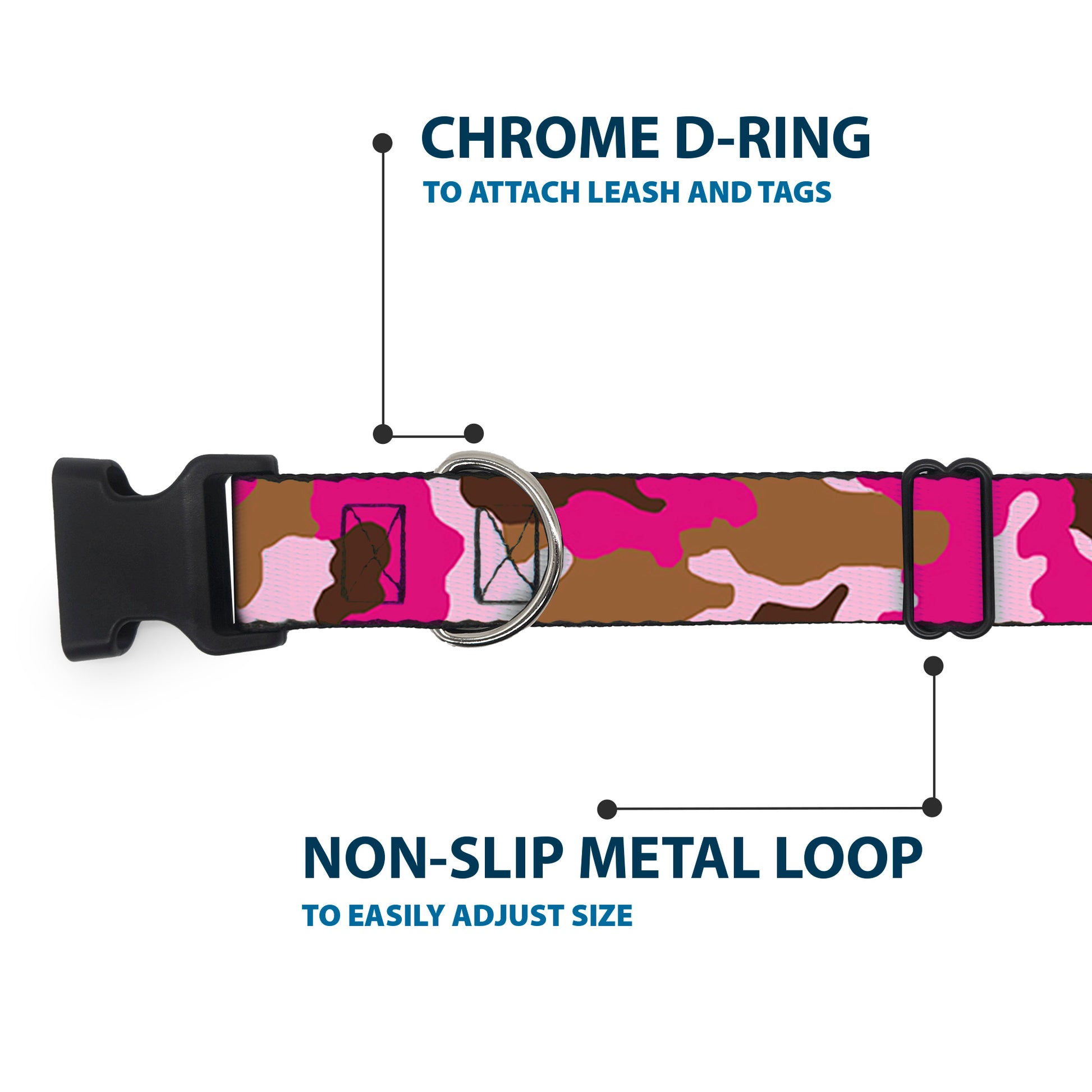 Plastic Clip Collar - Camo Pink Plastic Clip Collars Buckle-Down