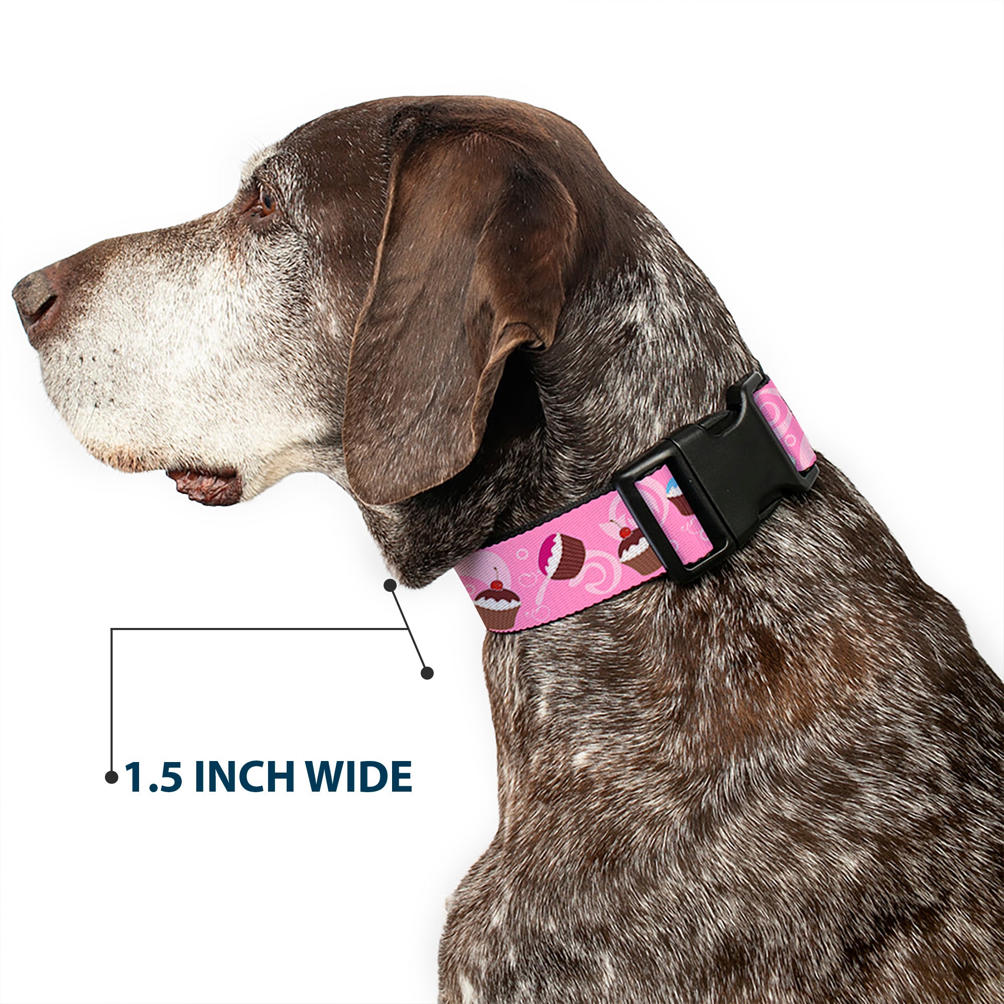 Plastic Clip Collar - Cupcake Swirls Pink/Multi Color Plastic Clip Collars Buckle-Down