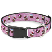 Plastic Clip Collar - Cupcake Swirls Pink/Multi Color Plastic Clip Collars Buckle-Down