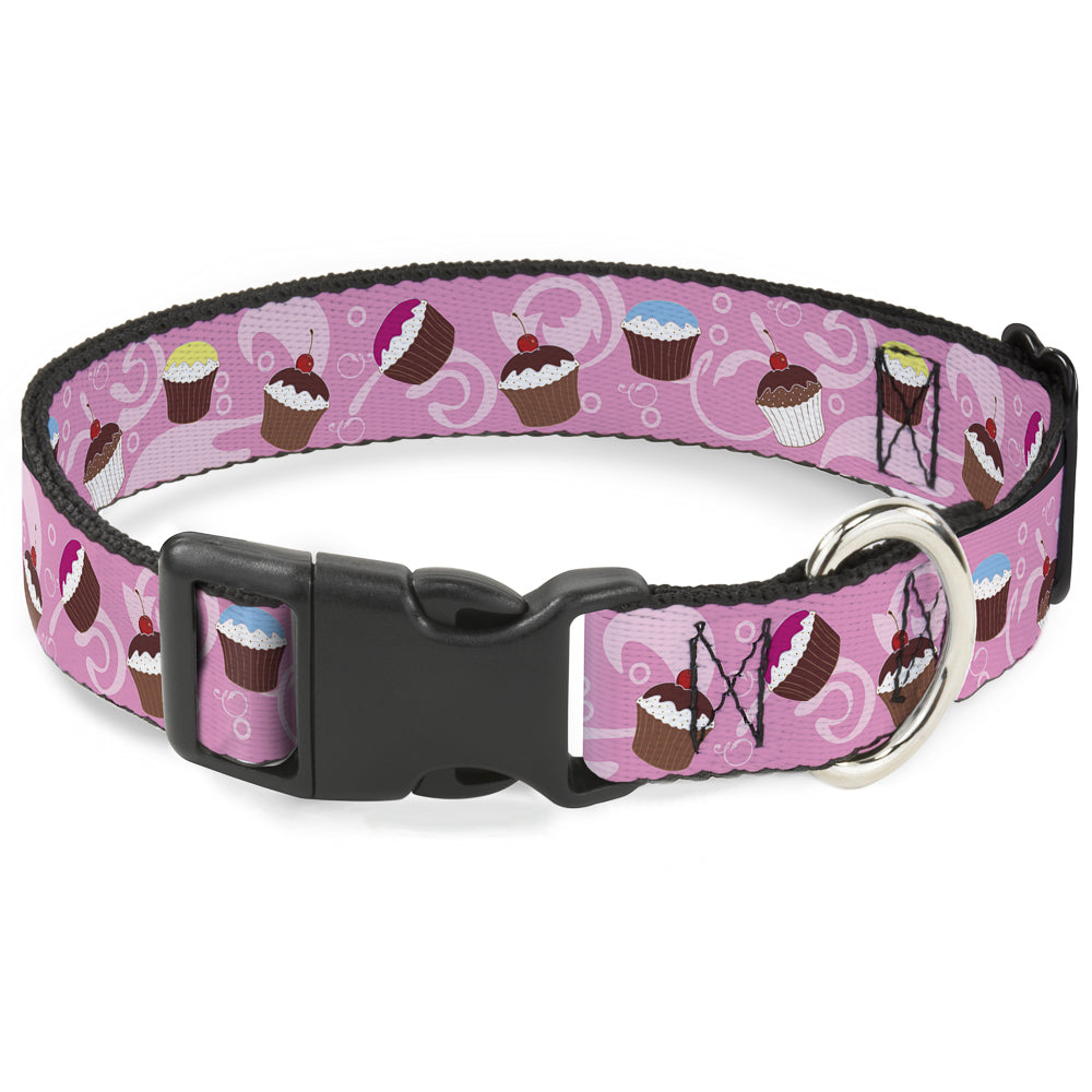 Plastic Clip Collar - Cupcake Swirls Pink/Multi Color Plastic Clip Collars Buckle-Down