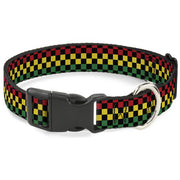 Plastic Clip Collar - Checker Black/Rasta Plastic Clip Collars Buckle-Down