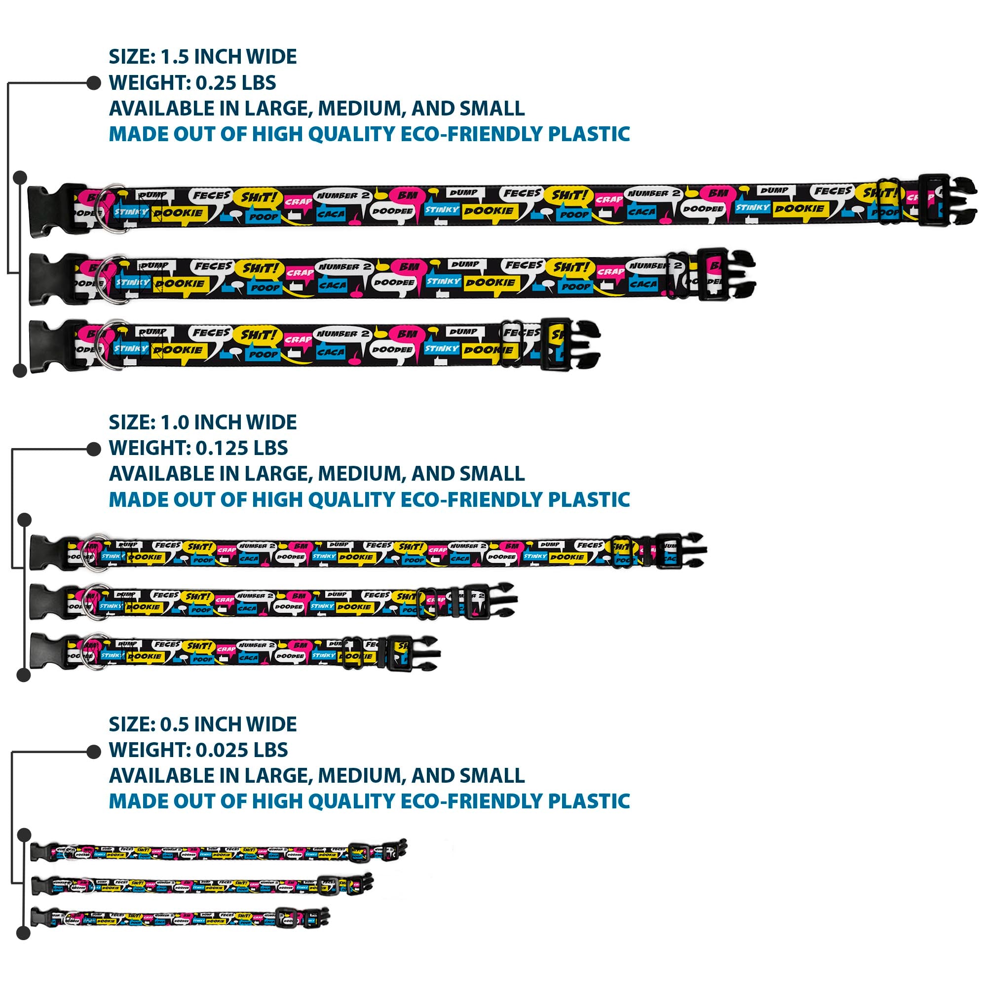 Buckle-Down Plastic Buckle Dog Collar - Crap Bubbles Plastic Clip Collars Buckle-Down