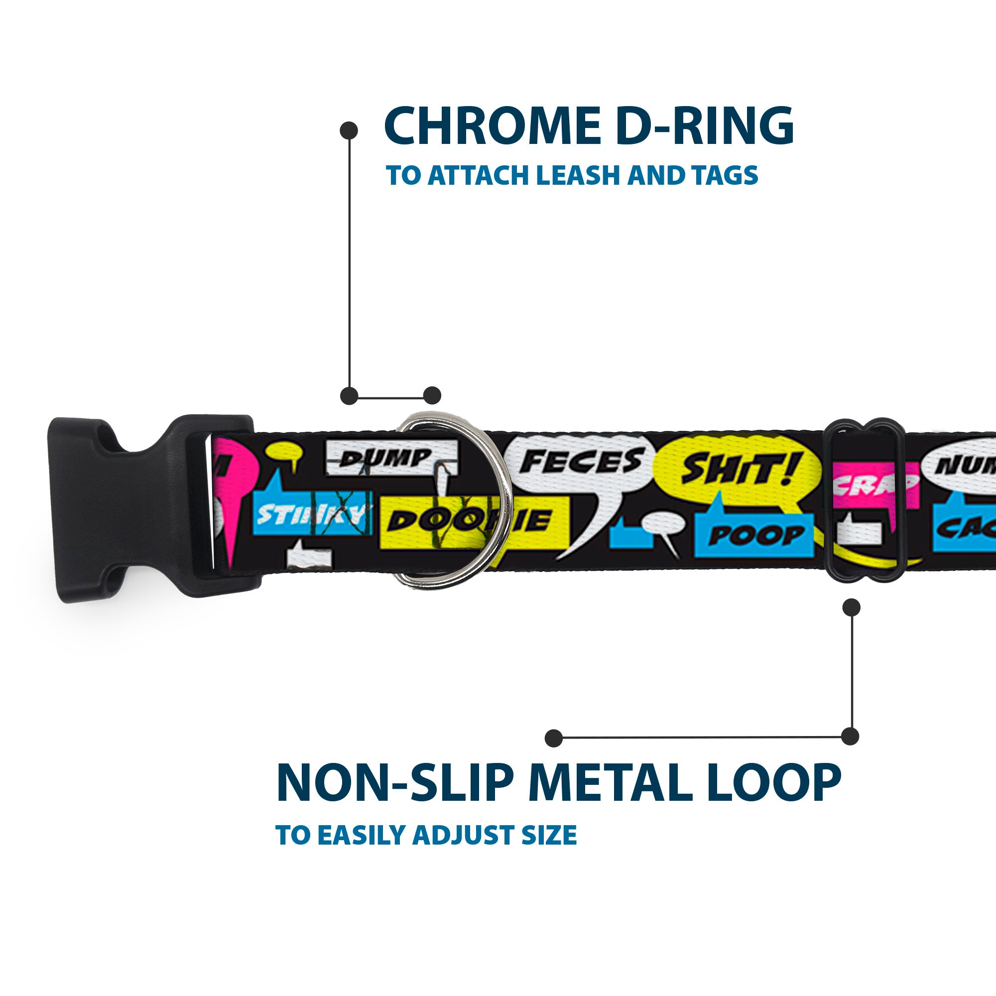 Buckle-Down Plastic Buckle Dog Collar - Crap Bubbles Plastic Clip Collars Buckle-Down
