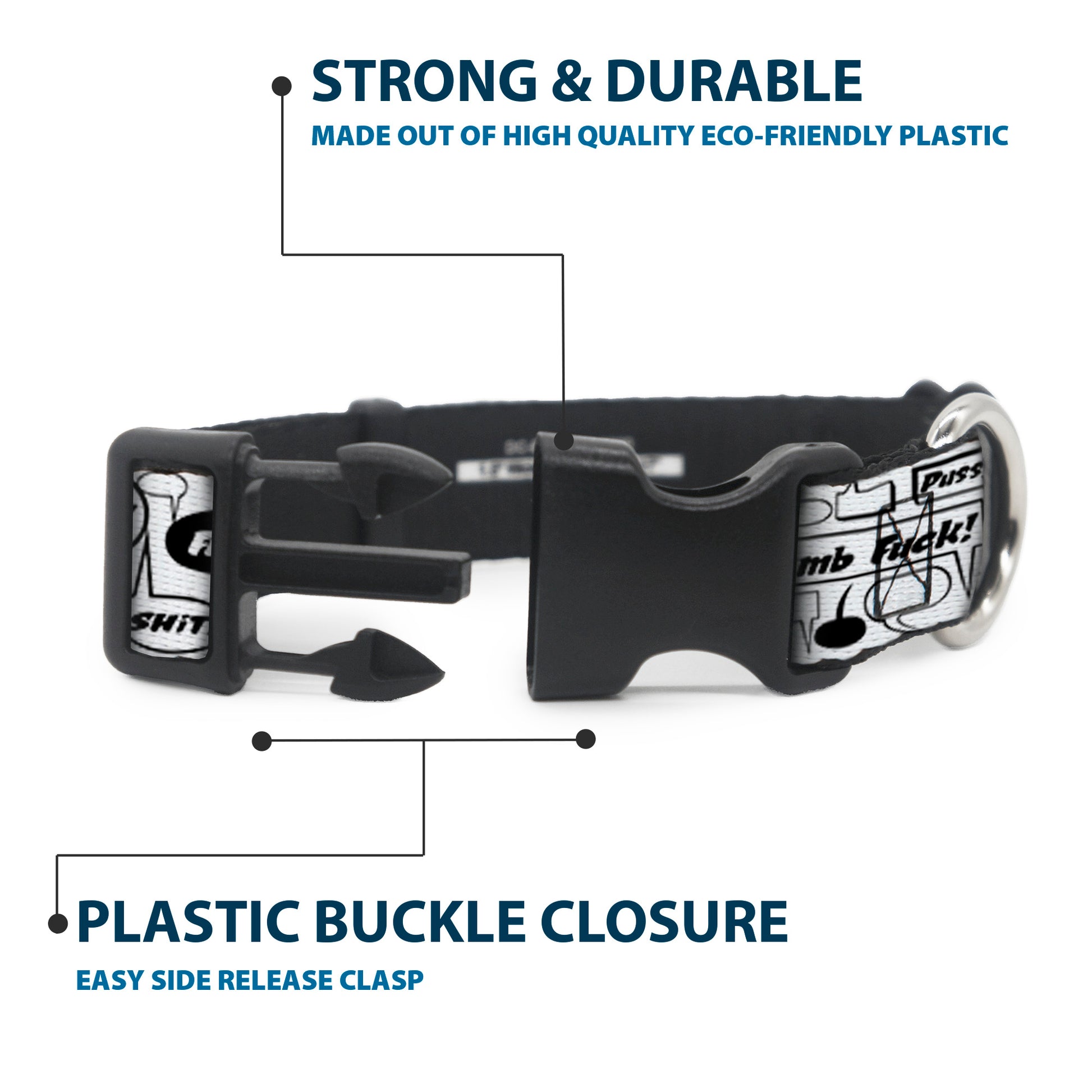 Buckle-Down Plastic Buckle Dog Collar - Curse Bubbles Plastic Clip Collars Buckle-Down