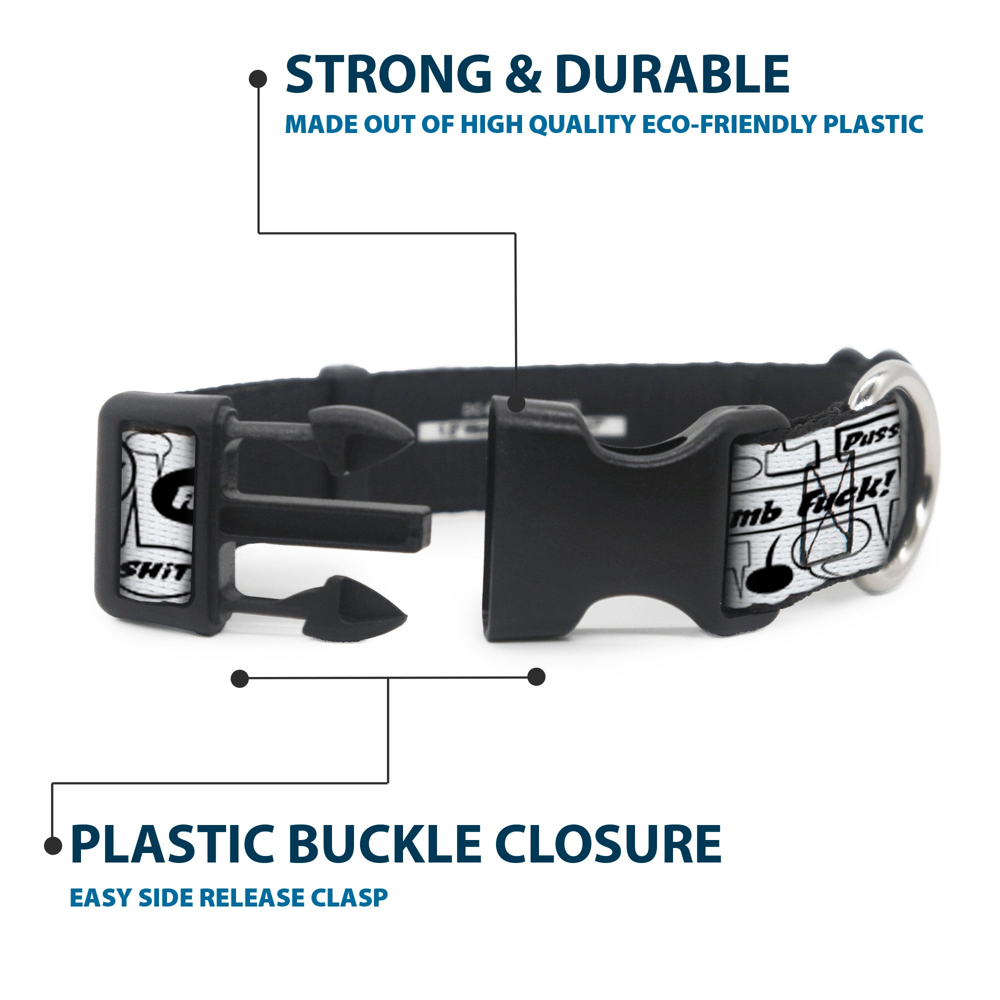 Buckle-Down Plastic Buckle Dog Collar - Curse Bubbles Plastic Clip Collars Buckle-Down