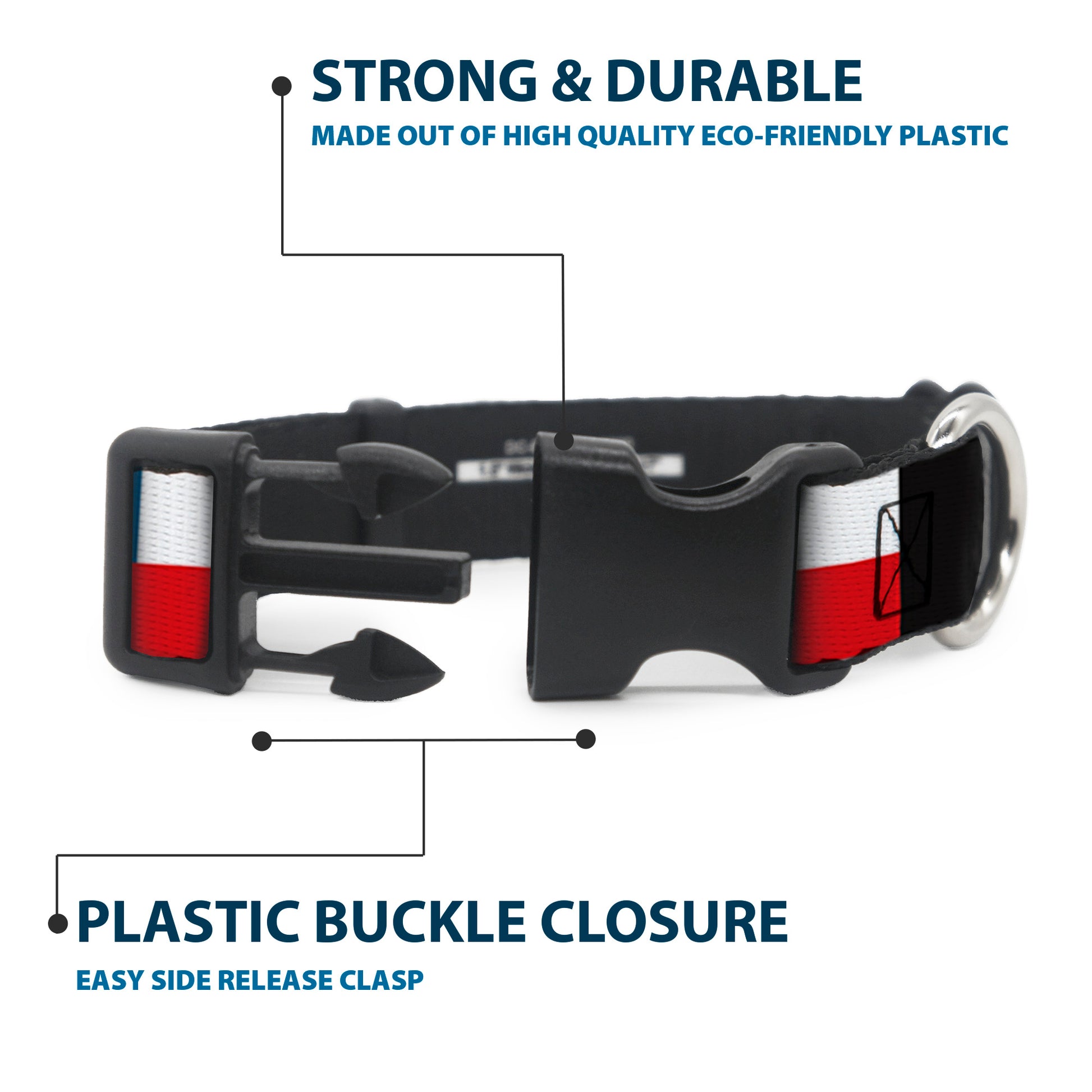Plastic Clip Collar - Chile Flags Plastic Clip Collars Buckle-Down