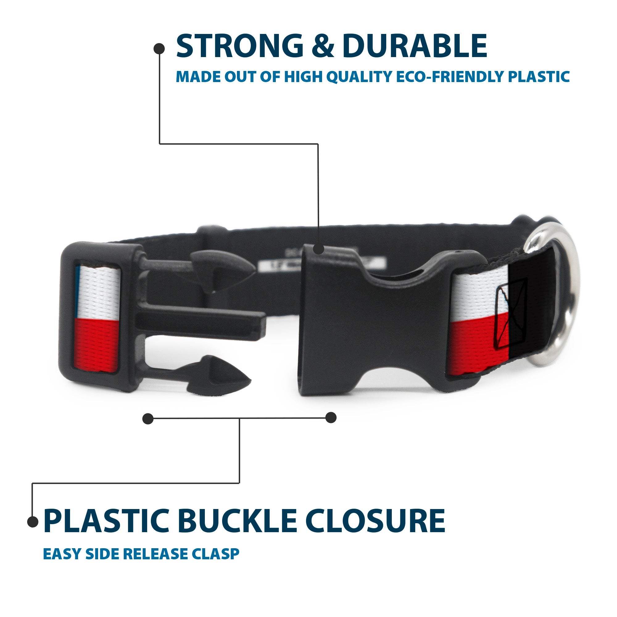 Plastic Clip Collar - Chile Flags Plastic Clip Collars Buckle-Down