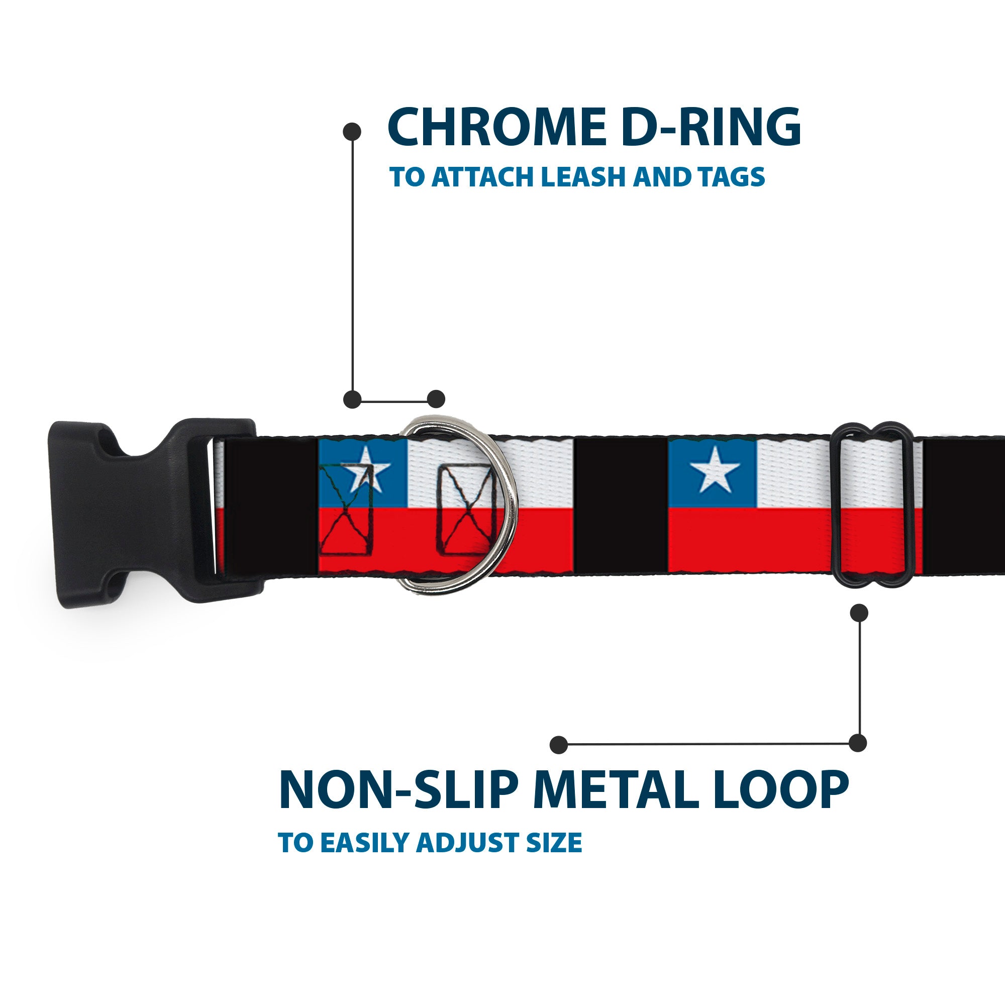 Plastic Clip Collar - Chile Flags Plastic Clip Collars Buckle-Down