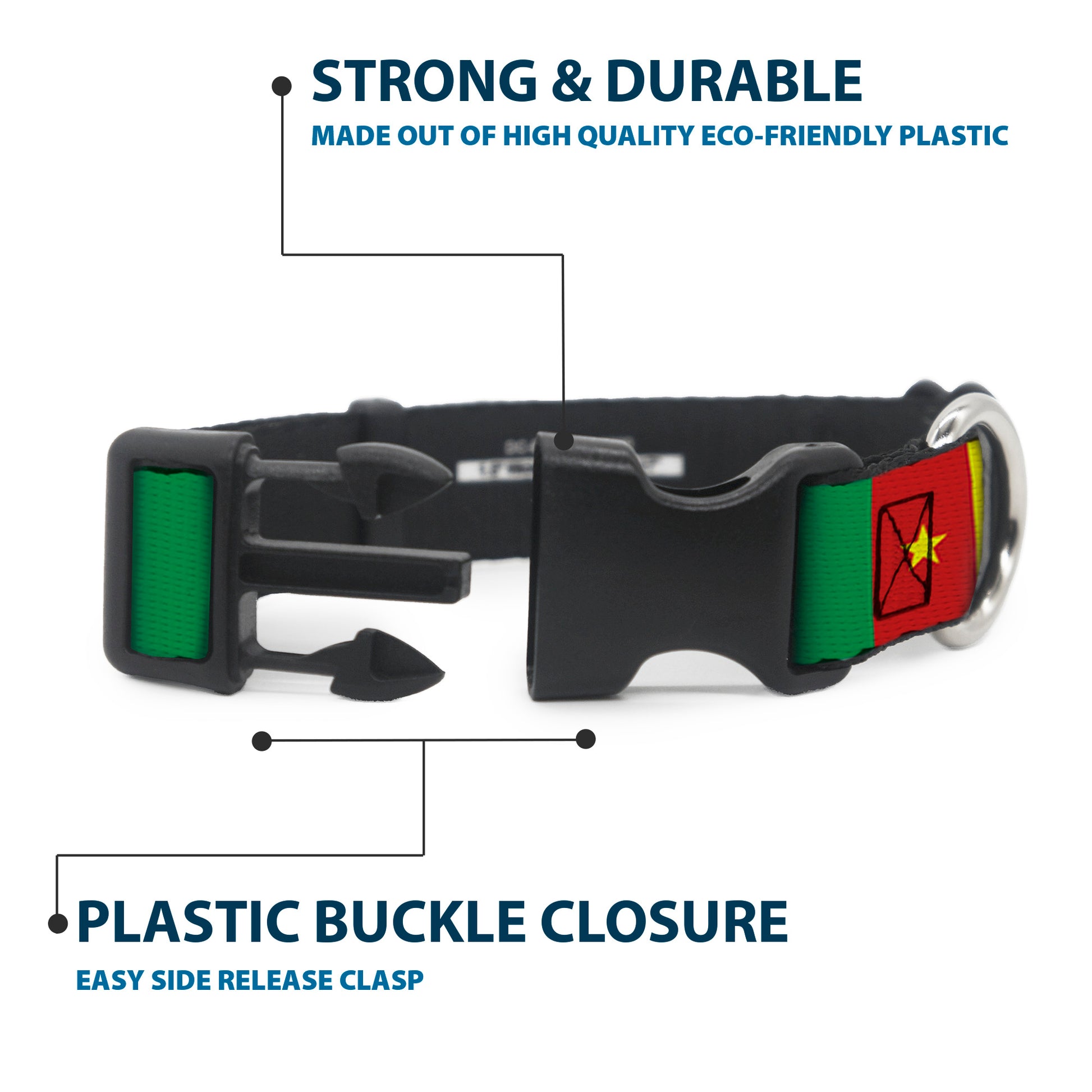 Plastic Clip Collar - Cameroon Flags Plastic Clip Collars Buckle-Down